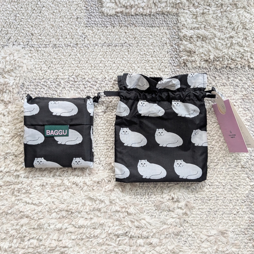 Baggu Fluffy Cat Standard Reusable Bag + Pouch